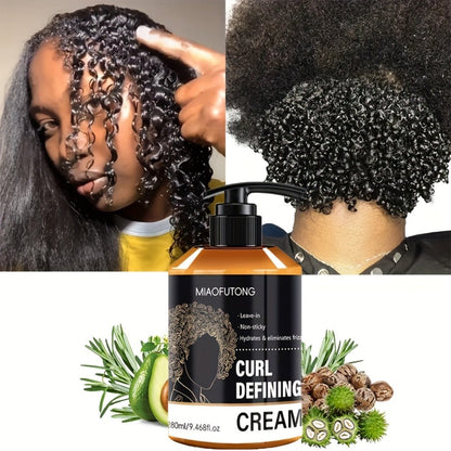 280ml Pump-Bottle Curl Defining Cream with Leave-In Styling Directions for Curly, Wavy and Coily Hair