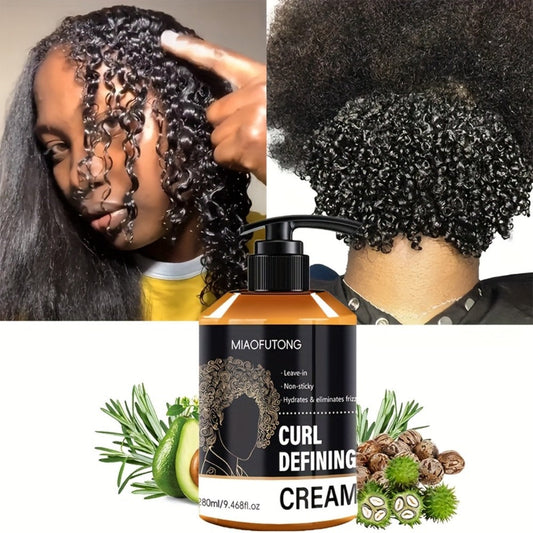Men's Curl Defining Cream Leave-In Styler with Moroccan Argan Oil Coconut Oil & Shea Butter — Frizz-Free Bouncy Waves Long-Lasting Hold for Curly Wavy Coily Hair 280ml