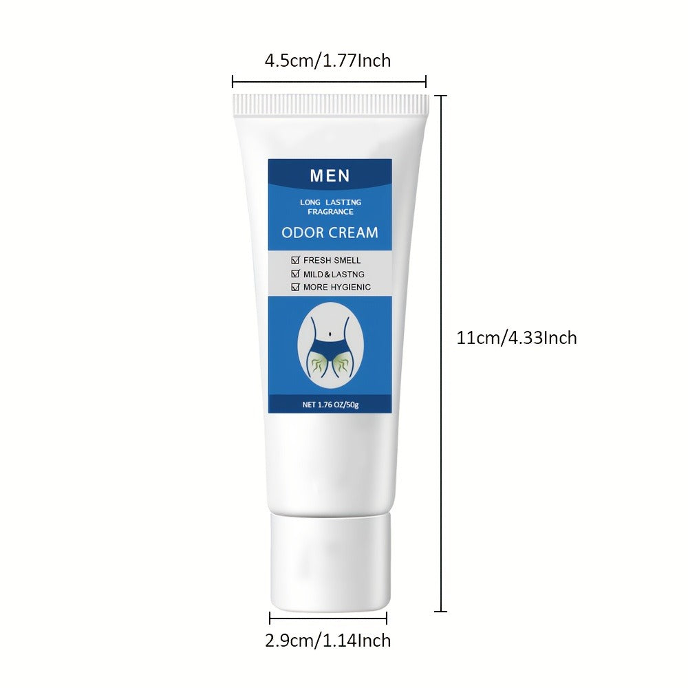Men's Intimate Deodorant Odor Control Cream 1.76oz 50g — Long-Lasting Gentle Formula Safe for Private Parts Delicate Areas Groin Body Odor Eliminator Daily Grooming