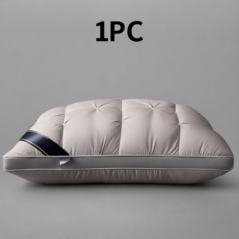 Soft Polyester Fiber Bed Pillow with Satin Cover and Zipper in White or Gray, One or Four-Pack Options