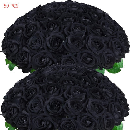 Artificial Flowers Long-Stem Velvet Rose Set in 50 or 100-Piece Variant Options across Five Colors