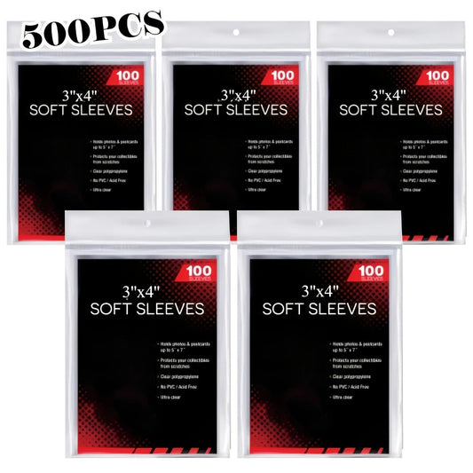 Soft Penny Sleeves 500 Pack – 5 Packs of 100 Clear Card Sleeves for Standard Size Trading Cards, Protective Sleeves for Pokemon, Baseball, Sports, MTG & Game Cards, Bulk Value Set for Collectors