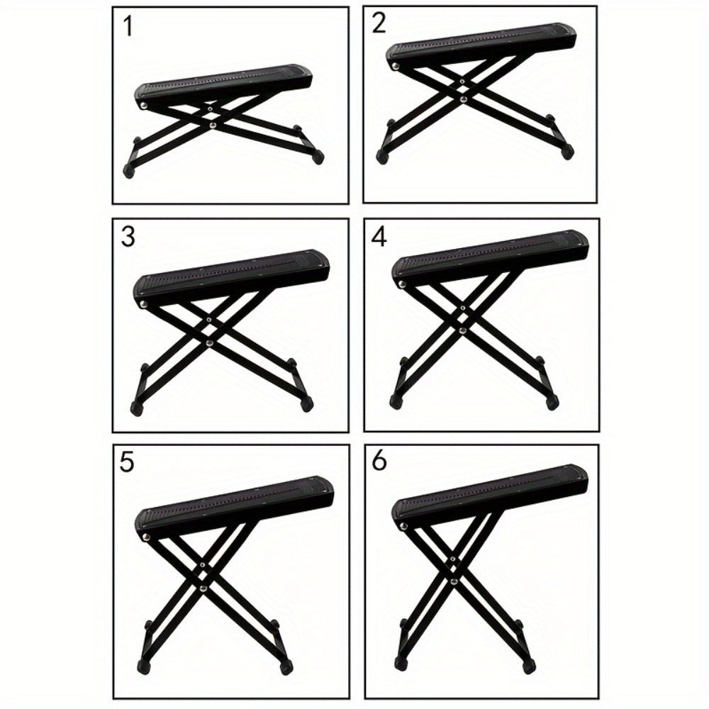 Adjustable Pedicure Footrest with Four-Level or Six-Level Scissor Stand and Textured Black Top Platform