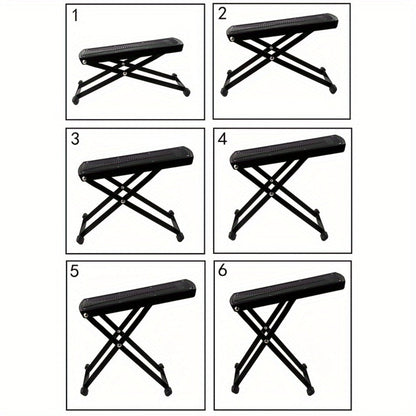 Adjustable Pedicure Footrest with Four-Level or Six-Level Scissor Stand and Textured Black Top Platform