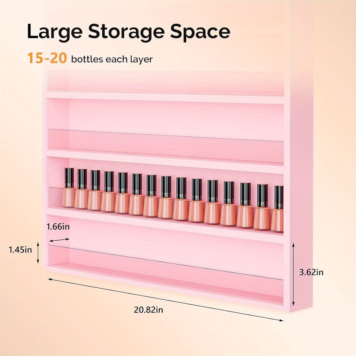 Wall Mount Nail Polish Rack Organizer 6 or 10 Tier with Acrylic Baffle Salon Display Shelf for Gel Polish