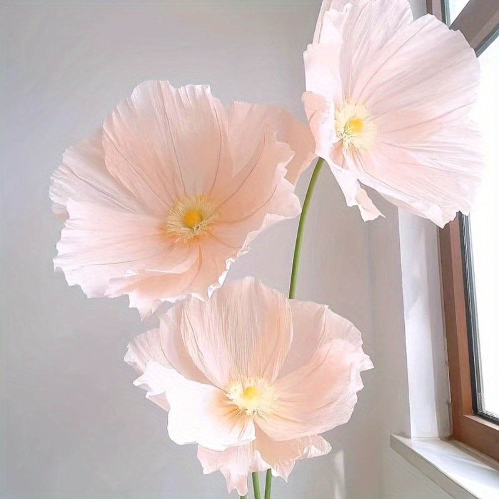Giant Paper Poppy Artificial Flower - Super Large Floor Standing Fake Flower for Wedding Backdrop