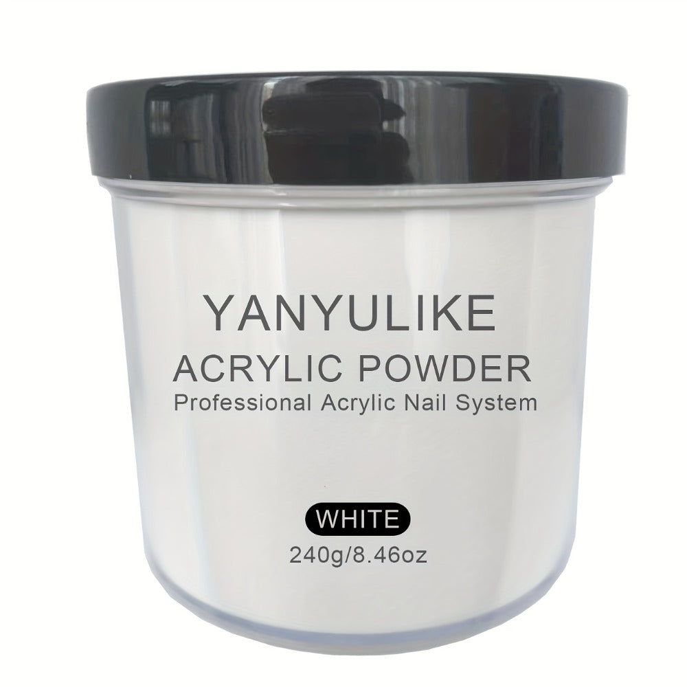 240g Acrylic Nail Powder Jar in Clear, Pink, Nude or White for Use with Compatible Acrylic Liquid