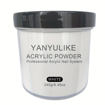 240g Acrylic Nail Powder Jar in Clear, Pink, Nude or White for Use with Compatible Acrylic Liquid