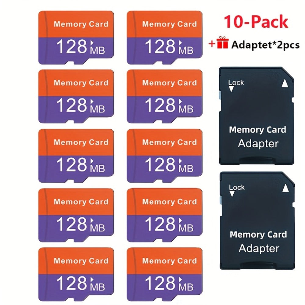Micro SD Card 10 Pack UHS-I with SD Adapter, JUANWE Class 4 TF Memory Cards 128MB 256MB 512MB Bulk Set for Dash Cam, Drone, Action Camera, Smartphone, Tablet, Game Console & Laptop – Reliable Flash Storage