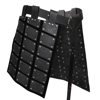 Medieval Costume Waist Armor Panel with Riveted Square Sections, Belt and Dark Brown or Black Checkout Colors
