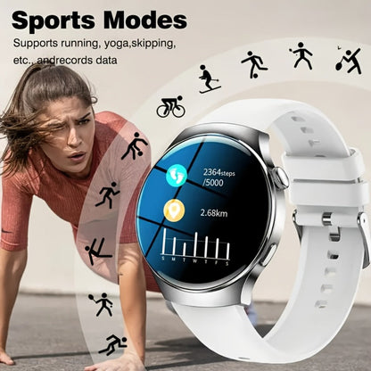 Alarm Smartwatch with Silicone Strap – Wireless Calling, Pedometer, Calorie Tracker, Music Playback, Remote Camera & Multi-Sport Modes – Unisex Men & Women Silver Black