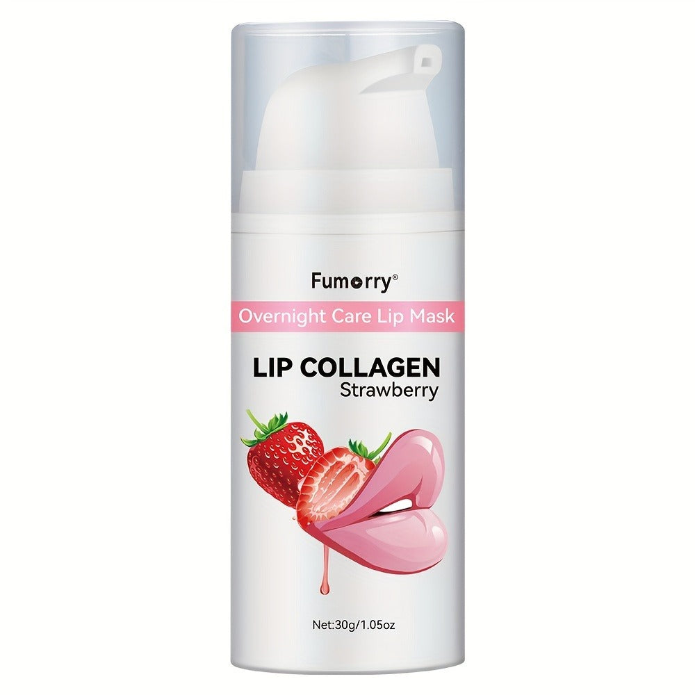 30g / 1.05oz Fumerry Lip Collagen Strawberry-Labeled Pump Bottle with Pink Applicator and 9.7cm Height