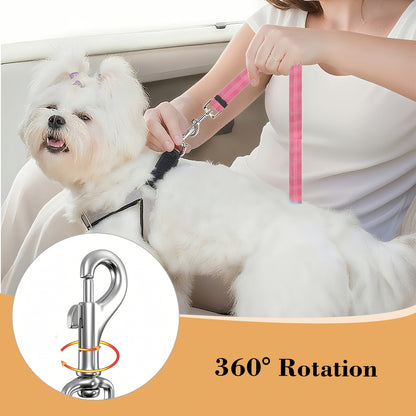 Dog Seat Belt for Car 3-in-1 Pet Car Seatbelt Harness & Leash – Retractable Adjustable Reflective Bungee Dog Restraint, Secures to Vehicle Headrest, Blue & Black