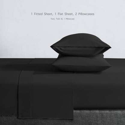 Four-Piece Twin Microfiber Sheet Set with Fitted and Flat Sheets, Two Pillowcases and Six Colors