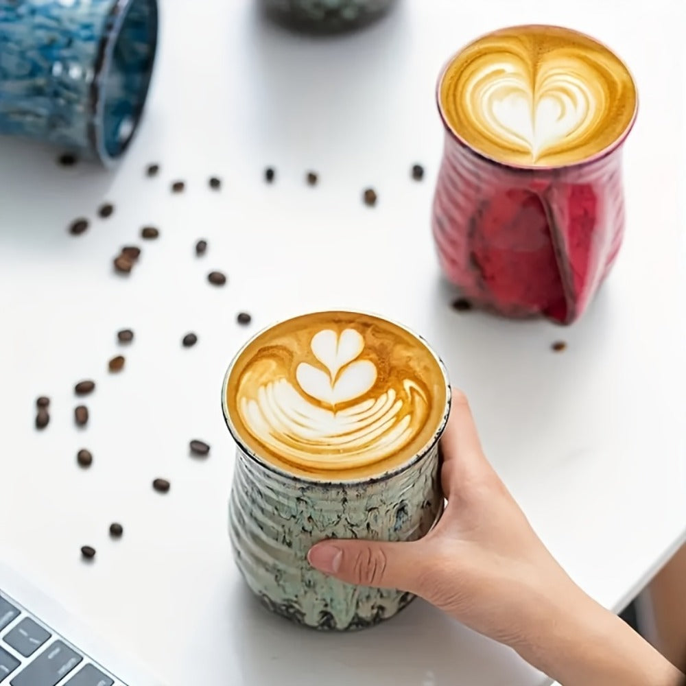 Ceramic Coffee Mug 18 Oz – Vintage Kiln-Fired Hand Warmer Cup with Speckled Glaze – Insulated Large Coffee Cup for Home & Office – Unique Gift for Christmas, Valentine's Day & Holidays