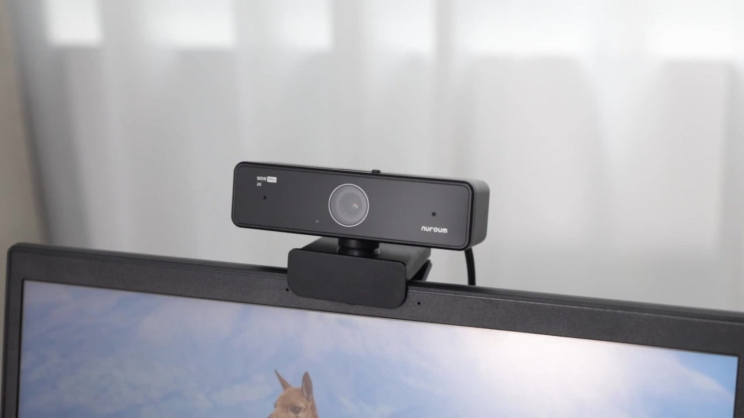 2K Webcam with Dual Microphone for PC Laptop, Nuroum V11 1440P HD USB Conference Camera, 360° Rotatable, Auto Light Correction, Privacy Cover, Works with Zoom Meet Teams Skype, Plug and Play