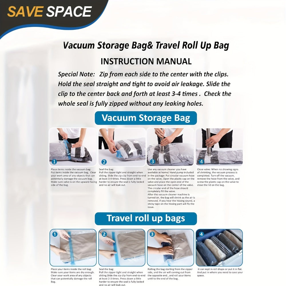Vacuum Storage Bags Space Saver Bags for Clothes Comforters Bedding Travel Luggage – Extra Thick Jumbo Seal Bags 4pcs 8pcs 10pcs 12pcs 20pcs 30pcs