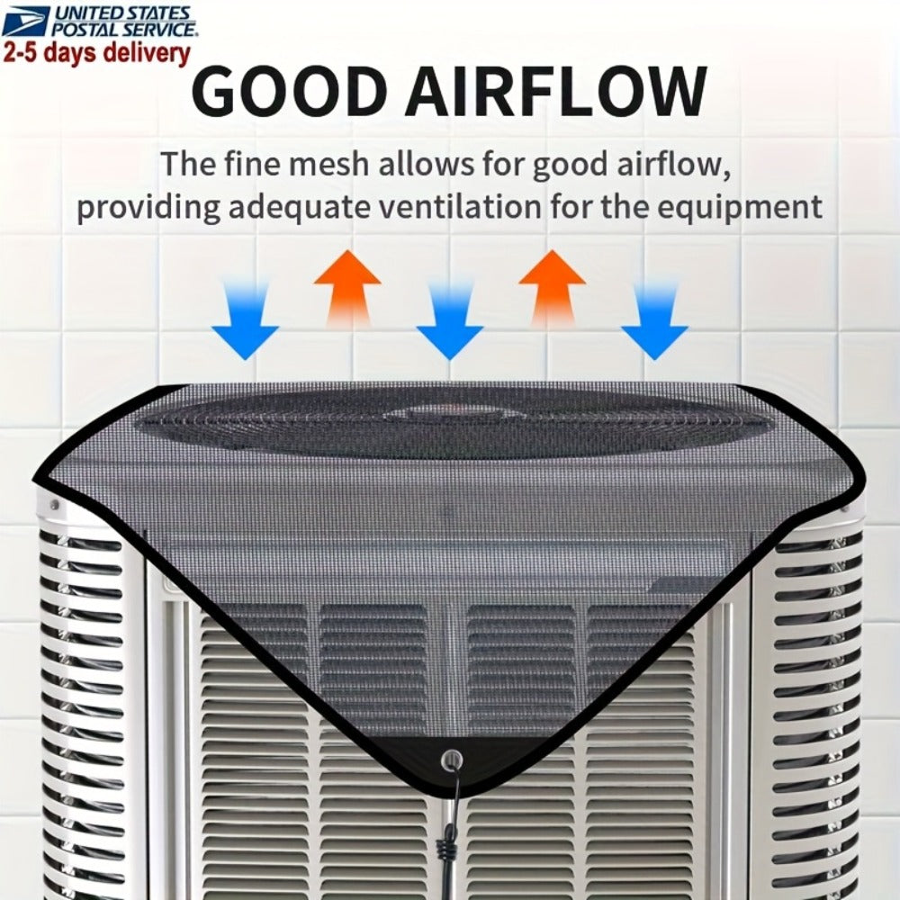 Outdoor Air Conditioner Top Cover, 26 x 26 Inch Mesh Panel with Four Elastic Hook Cords Pictured
