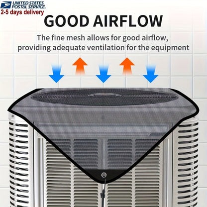 Outdoor Air Conditioner Top Cover, 26 x 26 Inch Mesh Panel with Four Elastic Hook Cords Pictured