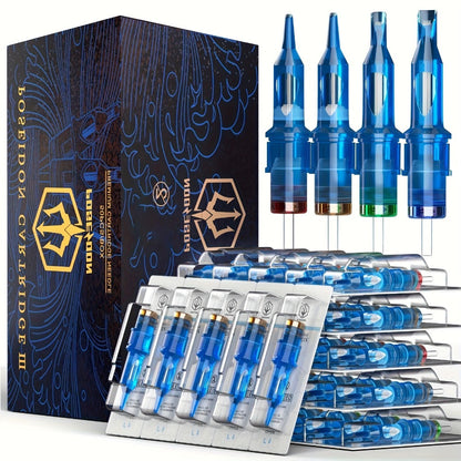 Tattoo Cartridge Needles with POSEIDON V3 Label, 50-Piece Mixed, RL-Only or RS-Only Pack Choices