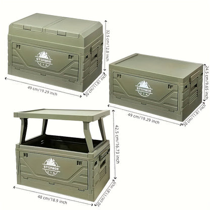 Outdoor Storage Box with Foldable Lid Table, Army Green