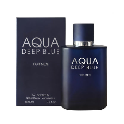 Cologne for Men Aqua Deep Blue 3.4oz Fresh Aquatic Eau de Toilette Long Lasting Daily Wear Office Club Scent Father's Day Birthday Gift for Him
