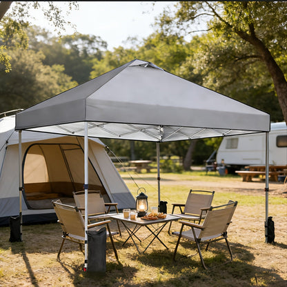 Dual-Vent 10x10ft Pop-Up Canopy Tent with Center-Hub Frame, Three Colors and Wheeled Carry Bag