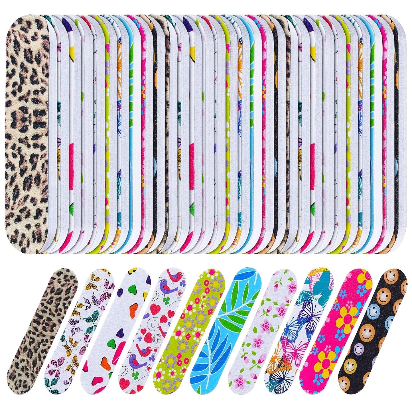 Nail Files Bulk 150 Pack Double Sided Emery Board Colorful Floral Oval Shape Disposable Nail File Set for Nail Shaping Smoothing Home Manicure Pedicure Salon Supply Women