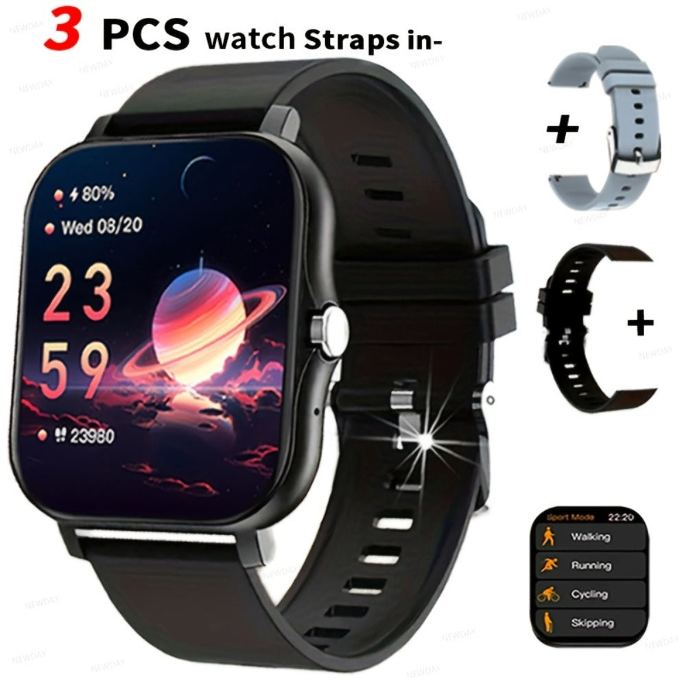 Smartwatch – Email Display 1.83" Full Touch – Wireless Calling, Pedometer, Activity Tracker, Multi-Exercise Modes, Dual TPU Strap, USB…