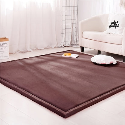 Tatami Floor Mat Thick Foam Padded Rug Coral Velvet Baby Play Mat Crawling Mat for Kids Nursery Playroom Living Room Yoga Mat Japanese Style Area Rug Non-Slip