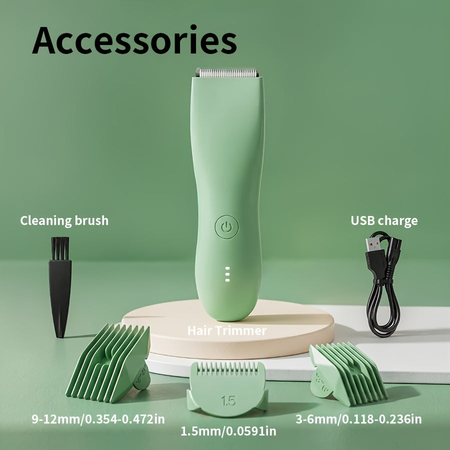 Bikini Trimmer for Women & Groin Trimmer for Men IPX6 Waterproof Body Hair Trimmer Replaceable Ceramic Blades Limit Comb Electric Manscaping Groomer Black Green Purple Pink