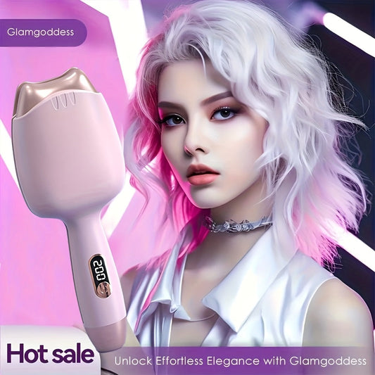 32mm Curling Iron Negative Ion Mini Portable Cat Ears Curler 3-Heat Settings Fast Heating Anti-Scald Design for Women Gift for Mother's Day Birthday Christmas Pink Purple