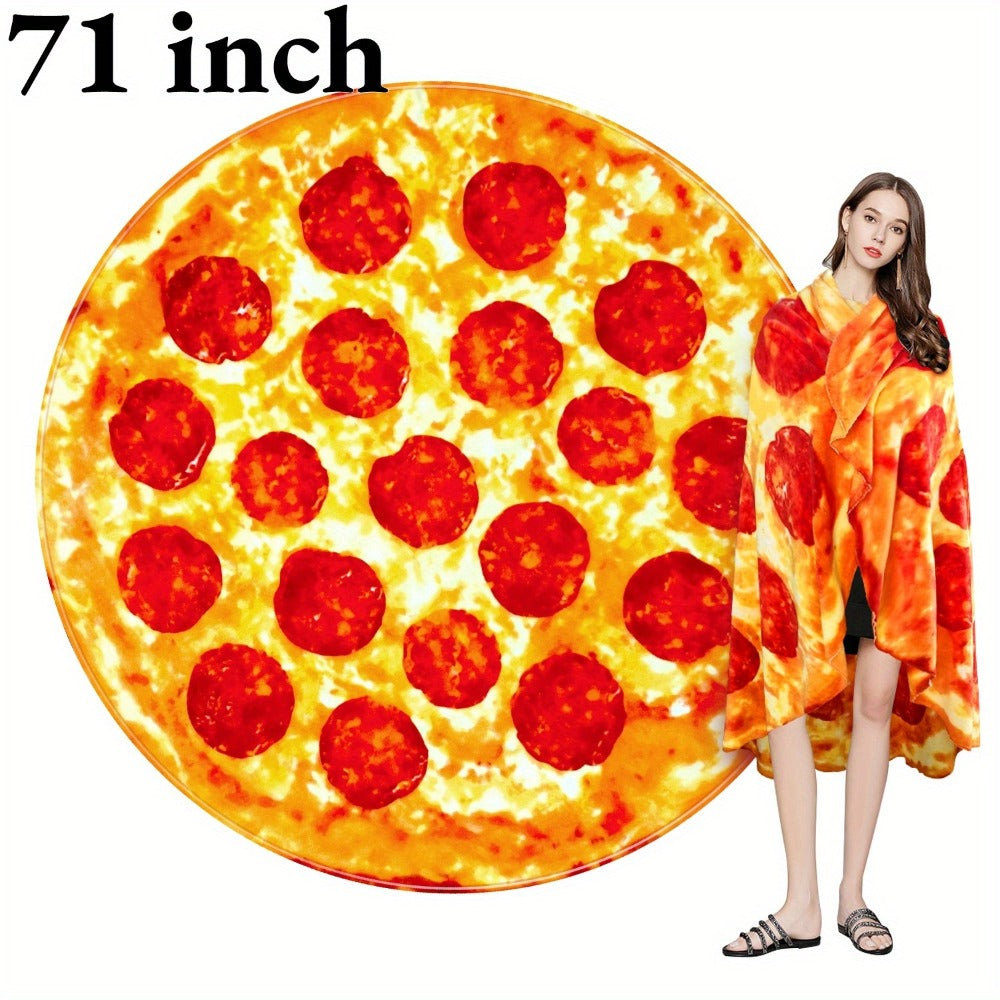 Round Food Print Throw Blanket in Pizza, Donut or Pancakes Designs with 62-, 71- or 80-Inch Diameters