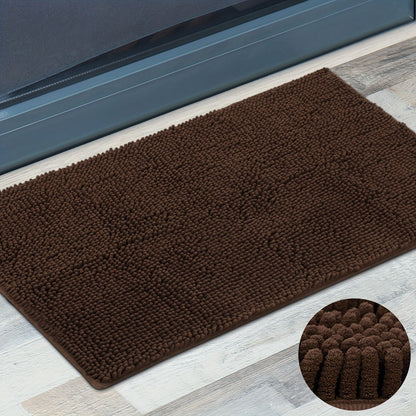 Chenille Doormat Absorbent Non-Slip Washable Indoor Outdoor Mat - Soft Shaggy Entryway Rug for Muddy Paws, Pets & Dogs | Machine Washable Front Door Mat in 18 Colors & 5 Sizes | Anti-Slip Rubber Backing