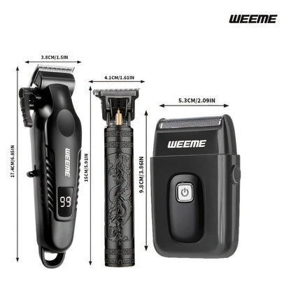 3-in-1 Hair Clipper Grooming Kit for Men — WEEME USB Rechargeable Cordless Beard Trimmer & Body Shaver Set, Home Barber Hair Cutting Kit, Gift for Boyfriend Father Husband
