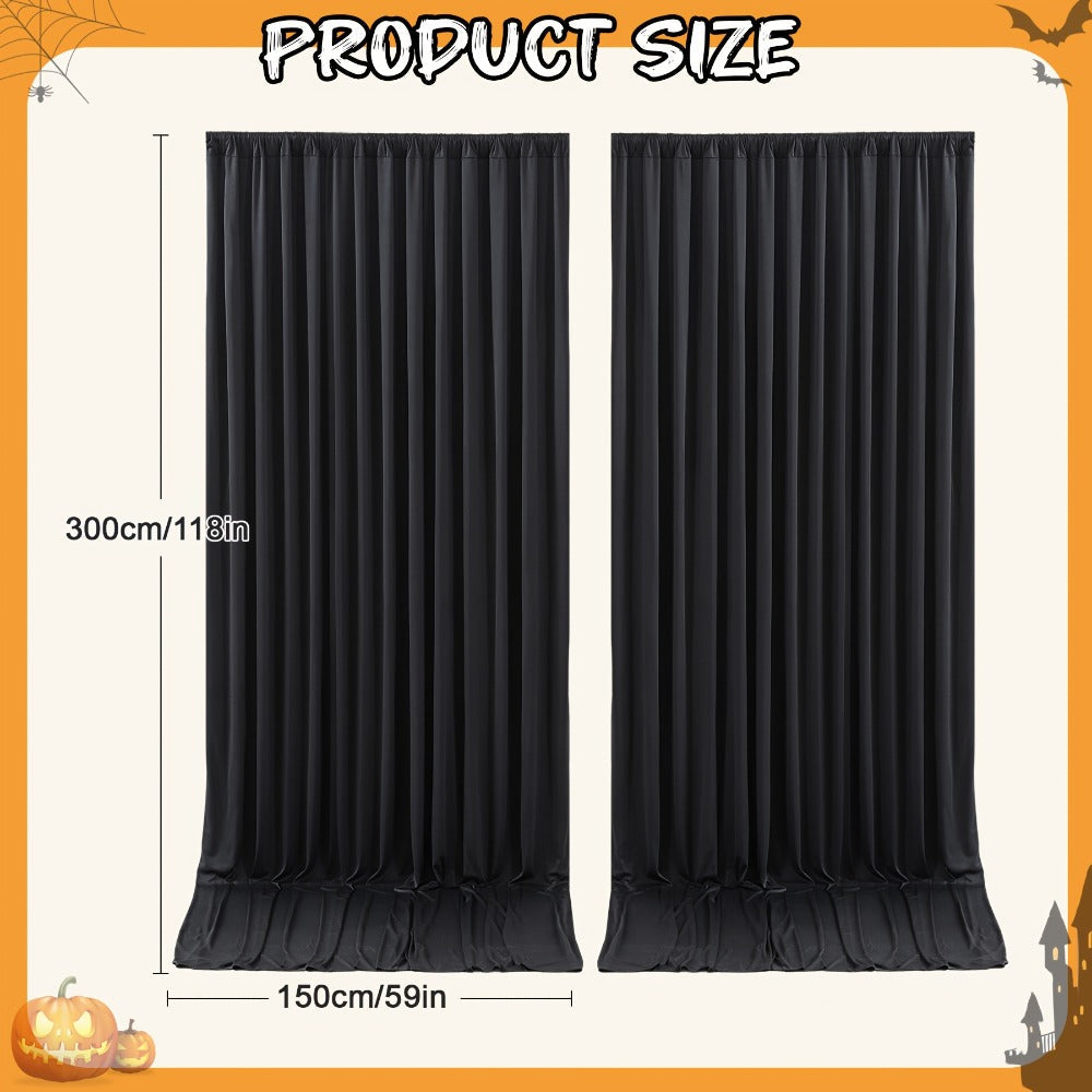 White Black Duo Backdrop Curtains 2 Pack 5x10Ft Wrinkle-Resistant Photo Background Fabric for Wedding, Birthday, Christmas, Halloween & Party Decoration – Reversible Dual Color Event Curtain Set