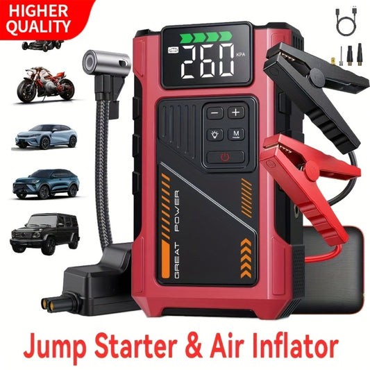 4000A Jump Starter with Air Compressor 150PSI – 12V Battery Pack for 8.0L Gas & 6.5L Diesel, USB & USB-C, LED Light, Car Emergency Kit