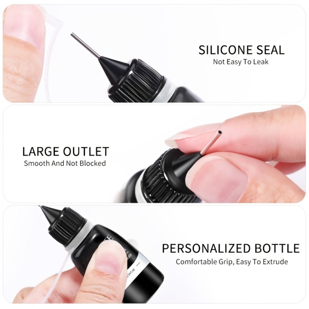 Nail Rhinestone Adhesive Gel 2pcs 0.34oz Clear Sticky Glue for 3D Nail Art Gems Charms Crystals Drill Jewelry - Long Lasting Precision Tip Nail Decoration Glue for Women DIY Home Salon