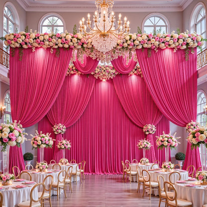4-Pack 5x10ft Elegant Spandex Photography Backdrop | Wear-Resistant, Wrinkle-Free, Soft & Opaque Party Decoration Banners for Weddings, Birthdays, Stages, Exhibitions & Events