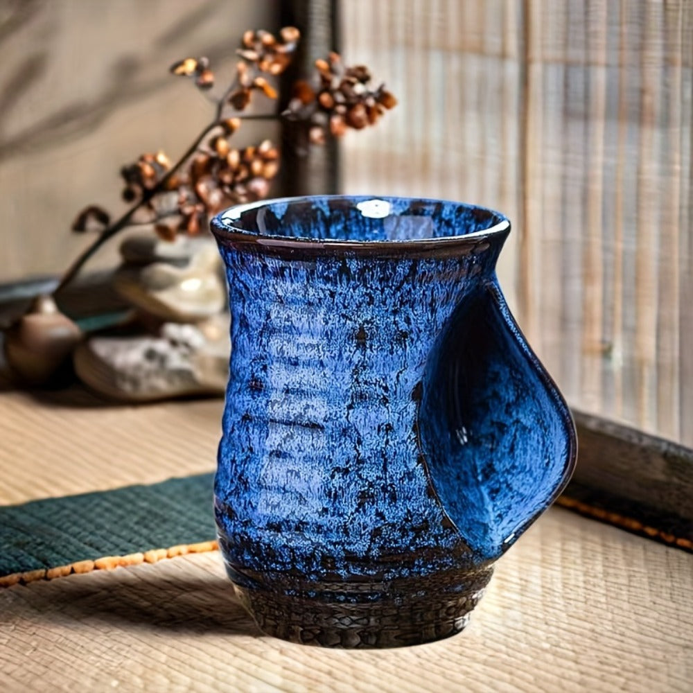 Ceramic Coffee Mug 18 Oz – Vintage Kiln-Fired Hand Warmer Cup with Speckled Glaze – Insulated Large Coffee Cup for Home & Office – Unique Gift for Christmas, Valentine's Day & Holidays