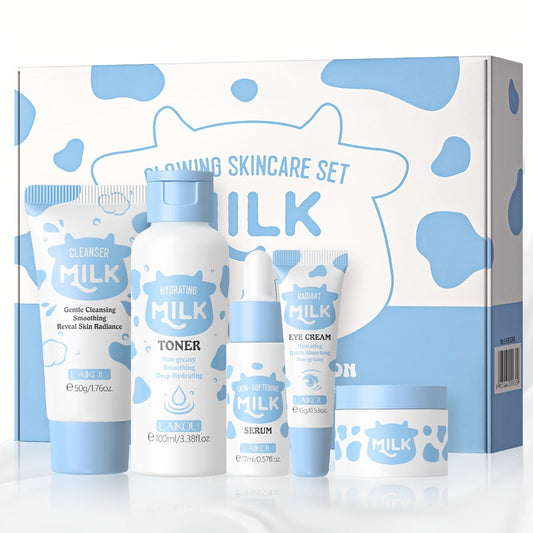 Niacinamide Alpha-Arbutin Milk Extract Skincare Set 5 Piece Brightening Moisturizing Kit for Dry Normal Skin Women Gift Valentine Mother Day Birthday