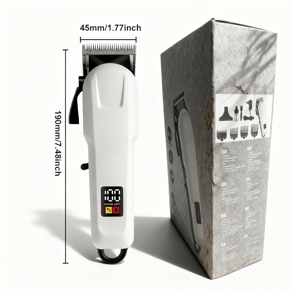 Hair Clipper Kit with Scissors for Home & Salon — Professional Stainless Steel Blade, Digital Display, USB Rechargeable Hair Cutting Set, Complete Grooming Kit, Gift for Father's Day & Birthdays