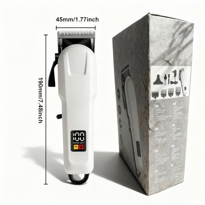 Hair Clipper Kit with Scissors for Home & Salon — Professional Stainless Steel Blade, Digital Display, USB Rechargeable Hair Cutting Set, Complete Grooming Kit, Gift for Father's Day & Birthdays