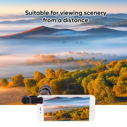 Twelve-Times Clip-On Telephoto Lens for Smartphones with Adjustable Focus and Pictured 3.2 cm Body Width