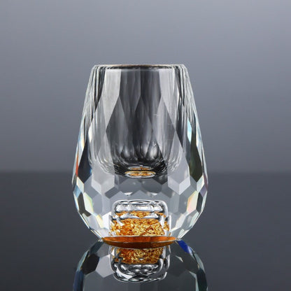 24K Gold Plated Crystal Wine Set – 1 Decanter & 6 Cups with Leakproof Crystal Glasses – Elegant Black Gift Box – Luxury Home Bar, Wedding & Party Gift for Wine Lovers