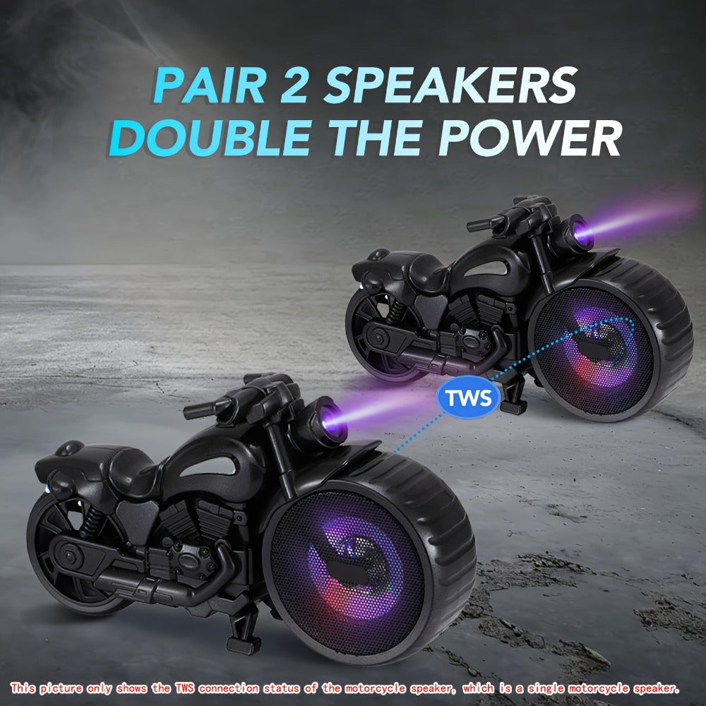 Retro Motorcycle Bluetooth Speaker Portable Wireless Stereo with RGB Flashing Lights, FM Radio, USB & TF Card Support, AUX Input, Rechargeable Battery for Home, Outdoor & Car Audio Upgrade