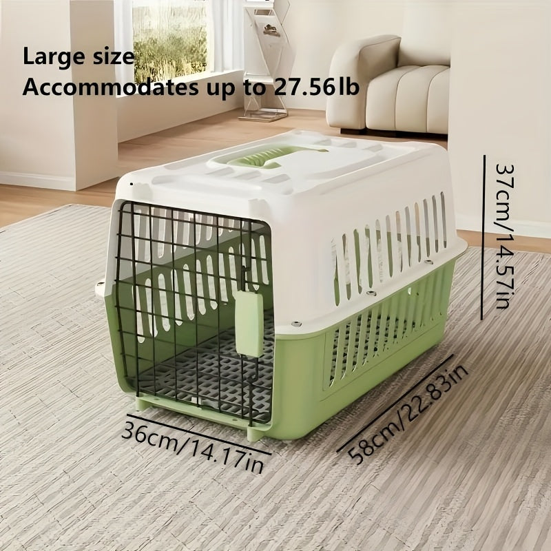 Hard-Shell Pet Carrier Crate with Front Grid Door, Side Ventilation and Standard or XL Sizes in Three Colors