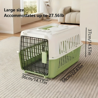 Hard-Shell Pet Carrier Crate with Front Grid Door, Side Ventilation and Standard or XL Sizes in Three Colors