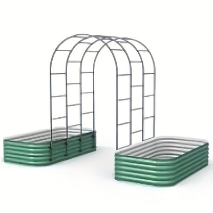 Raised Garden Bed with 90-Inch Source-Labeled Arched Trellis, Open Base and Green or Beige Panels