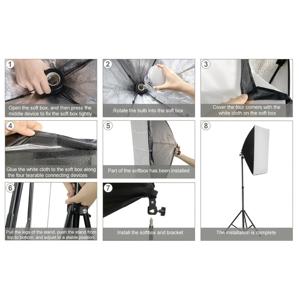 Softbox Photography Lighting Kit 2-Pack MOUNTDOG 19.7x27.5 Inch Continuous Lighting System 85W 5700K E27 LED Bulbs with Remote for Portrait Product Fashion Studio Photography
